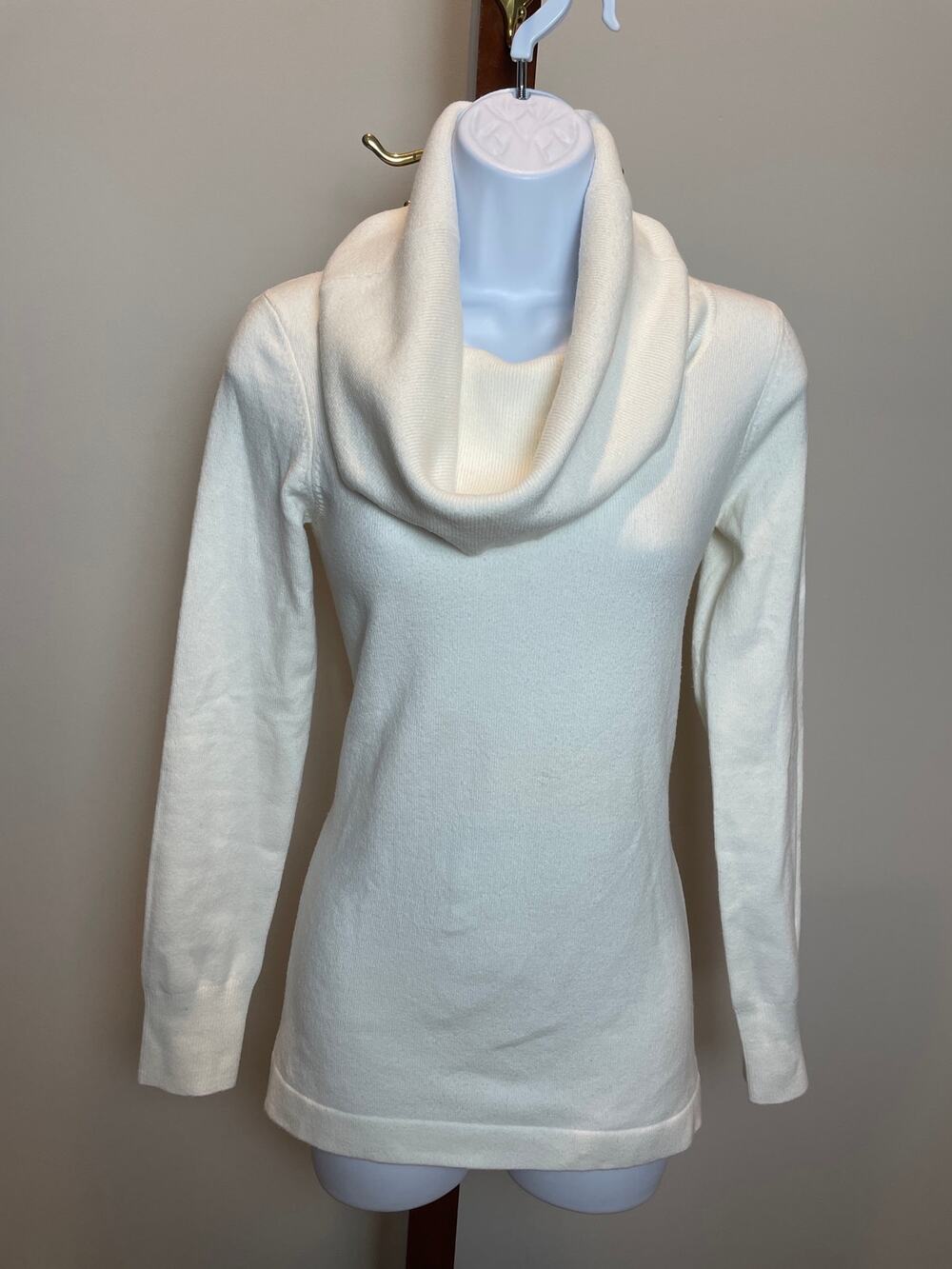French Connection Cream Cowl‑Neck Knit Sweater Size S Casual